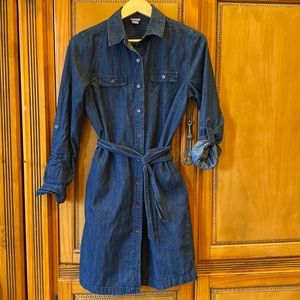 Women’s denim, long sleeve dress, medium